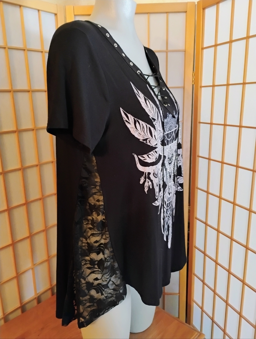 Vocal, Bling & Lace Top, LG - Picture 8 of 9